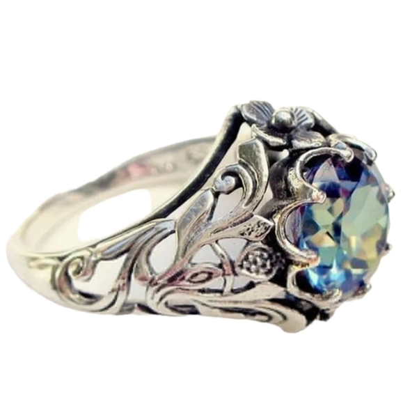 925 silver gorgeous multi colorful stone women's ring - Picture 9 of 11